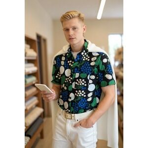 Marimekko-UNIQLO collab  Short Sleeve Button Up Shirt Unisex Size M